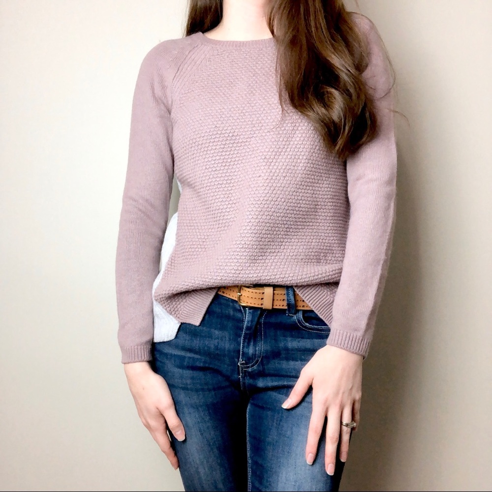 Grey & Pink LOFT Sweater with Merino Wool